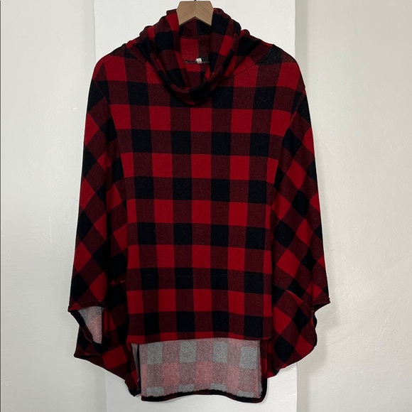 Lime N Chili Tops - Plaid Cowl Neck Women's Top - Red and Black
